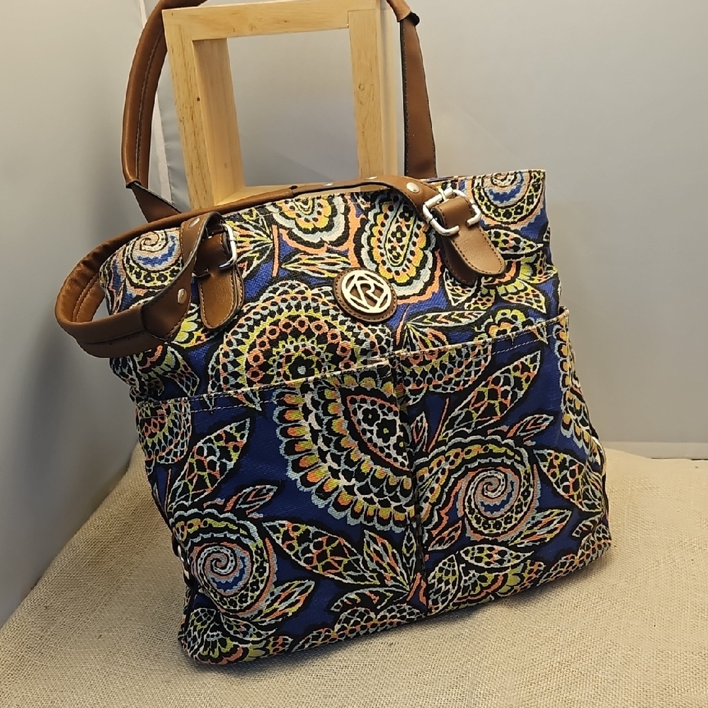 Relic Multicolor Paisley Tote with Tan Accents